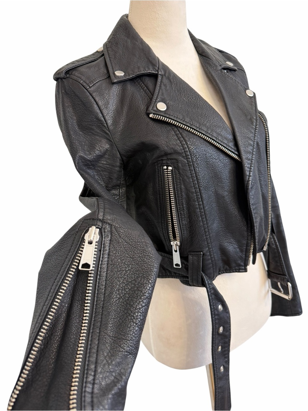 pistola Black Belted Moto Faux Leather Jacket - Picture 7 of 10